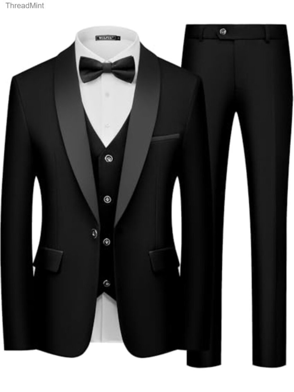Men's 3 Piece Slim Fit Tuxedo Suit Set One Button Jacket Vest Pants